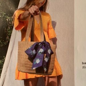 Draper James straw bag with flower scarf tote